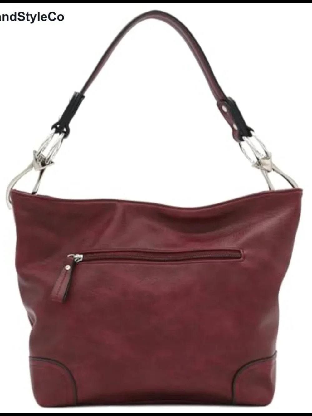 ALYSSA Hobo Shoulder Bag Faux Leather Zipper Closure Detachable Strap Large